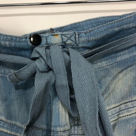 Free People The Cargo Utility Pant Jean Pockets Tie Oversize Fade Blue L - Picture 2 of 7